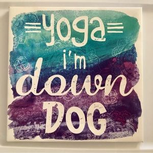 Yoga I’m Down Dog Claire’s Canvas Painting Mandala Wall Art 11x11” 🟢